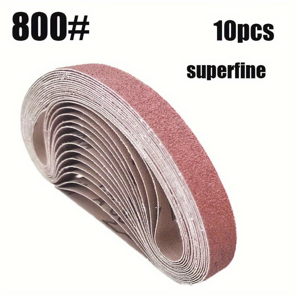 10pcs Belt Set 20.4" X 0.78" Sanding Belts, 60/100/240/320/800 Grits, Small Mini Belt Sander for Woodworking, Metal Polishing