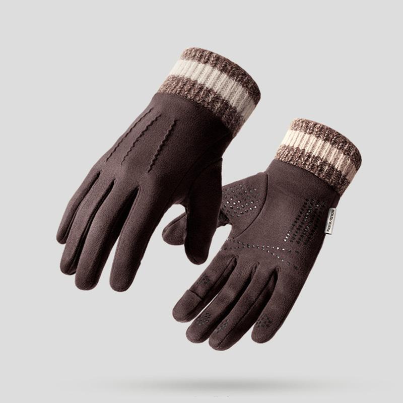 

Зимние замшевые перчатки для улицы, для велоспорта, ветрозащитные, с откидными пальцами, сенсорные, мужские, зимние утолщенные перчатки для вождения кофейный