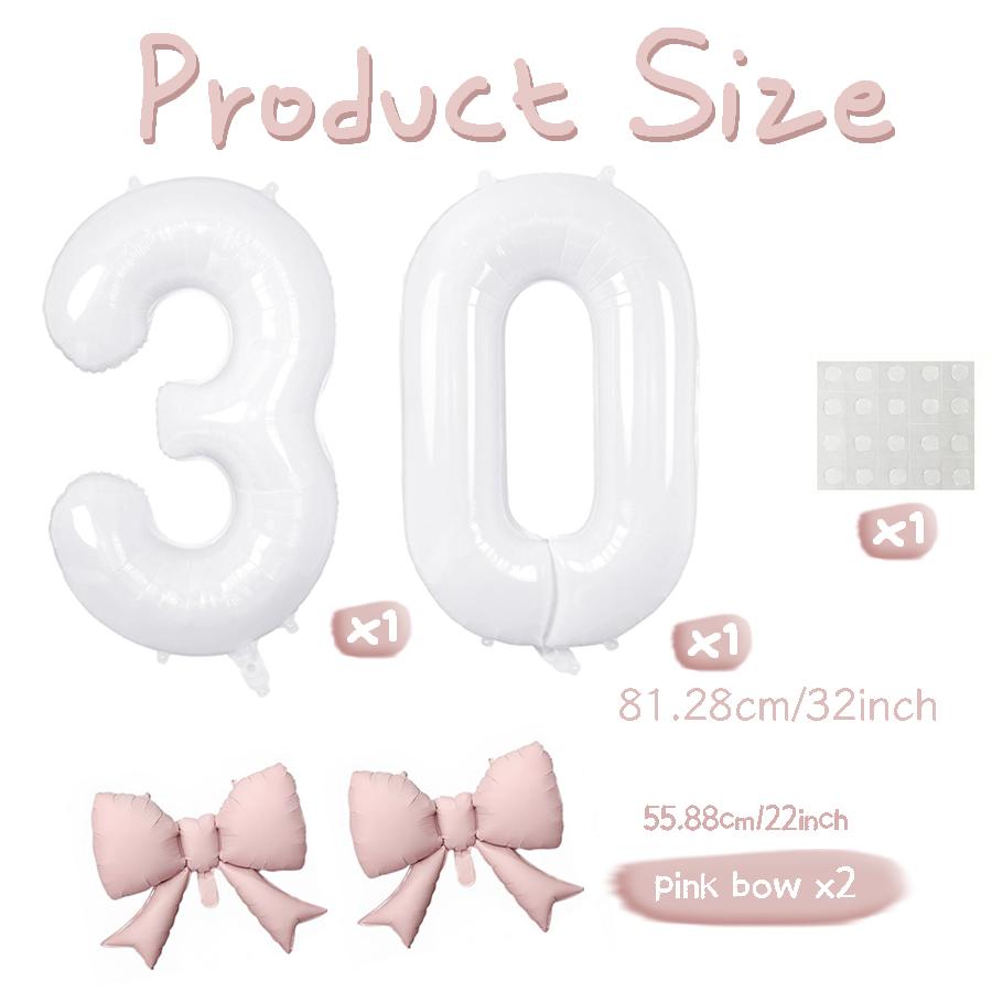 Number balloon set baby pink bow balloon ,white and pink balloon birthday proposal, weddingballoon decoration