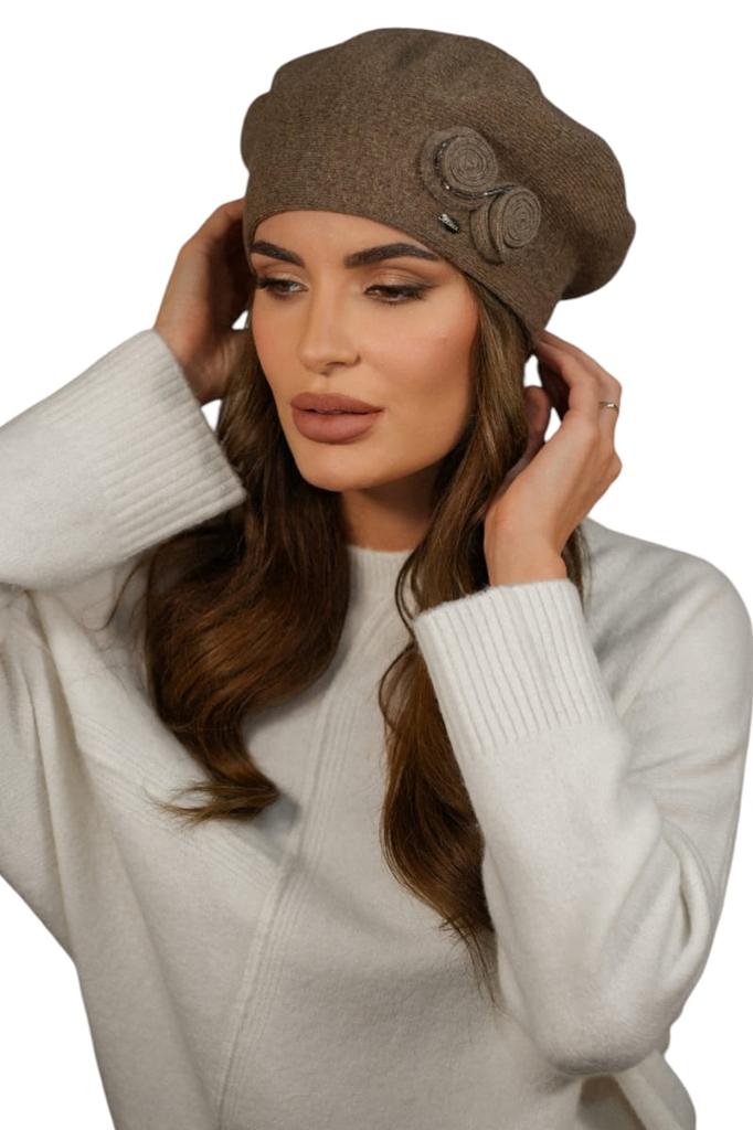 Women' Beret Light Brown Winter Wool Kamea-Bara