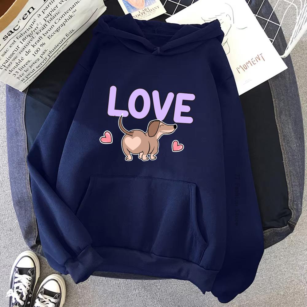 Cartoon Dog Love Printed Hoodie Women's Harajuku Autumn/Winter Home Fashion Neutral Super Large Hoodie Top