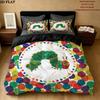 The Very Hungry Caterpillar Pattern Bedding Quilt Set Quilt Cover Pillowcase Home Birthday Gift(1 * Duvet Cover + 2 * Pillowcase, Without Core)
