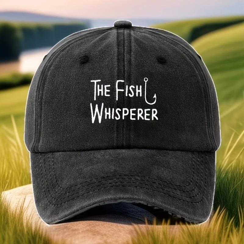 

1pc Retro Washed Fish Whisperer Printed Baseball Cap,unisex Sunshade and Breathable Adjustable Duckbill Hat for Outdoor Use Adjustable чорний