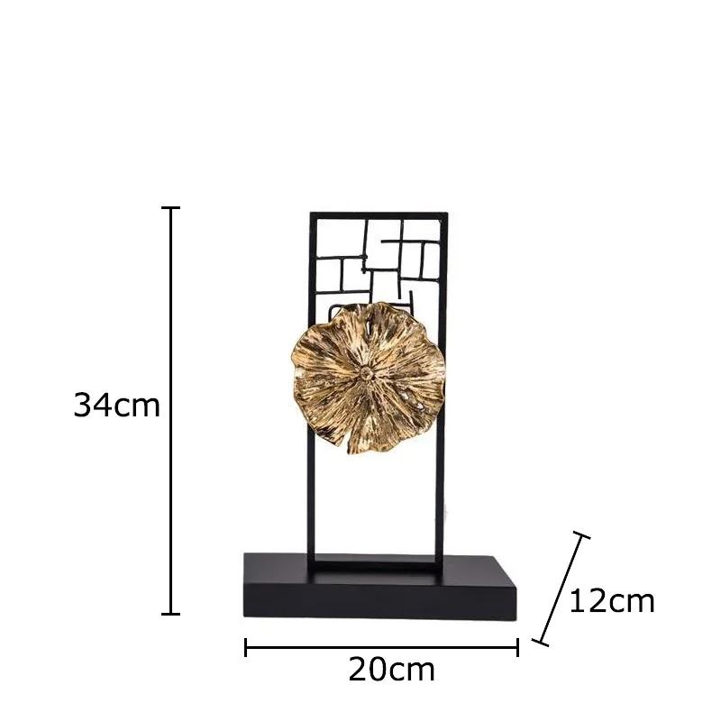 

Chinese Lotus Leaf Landscape Feng Shui Ornaments Desk Decoration Alloy Crafts Golden Lotus Sculpture Room Aesthetics Decor