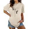 Sommer Rundhals Zwei Vogelmuster Druck Top Modische Lässige Kurzarm Damen T-Shirts