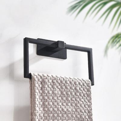 Waterproof Punch Free Towel Ring Ventilation Rust-proof Hand Towel Ring 180 Degree Flip Stainless Steel Bathroom Towel Hanger