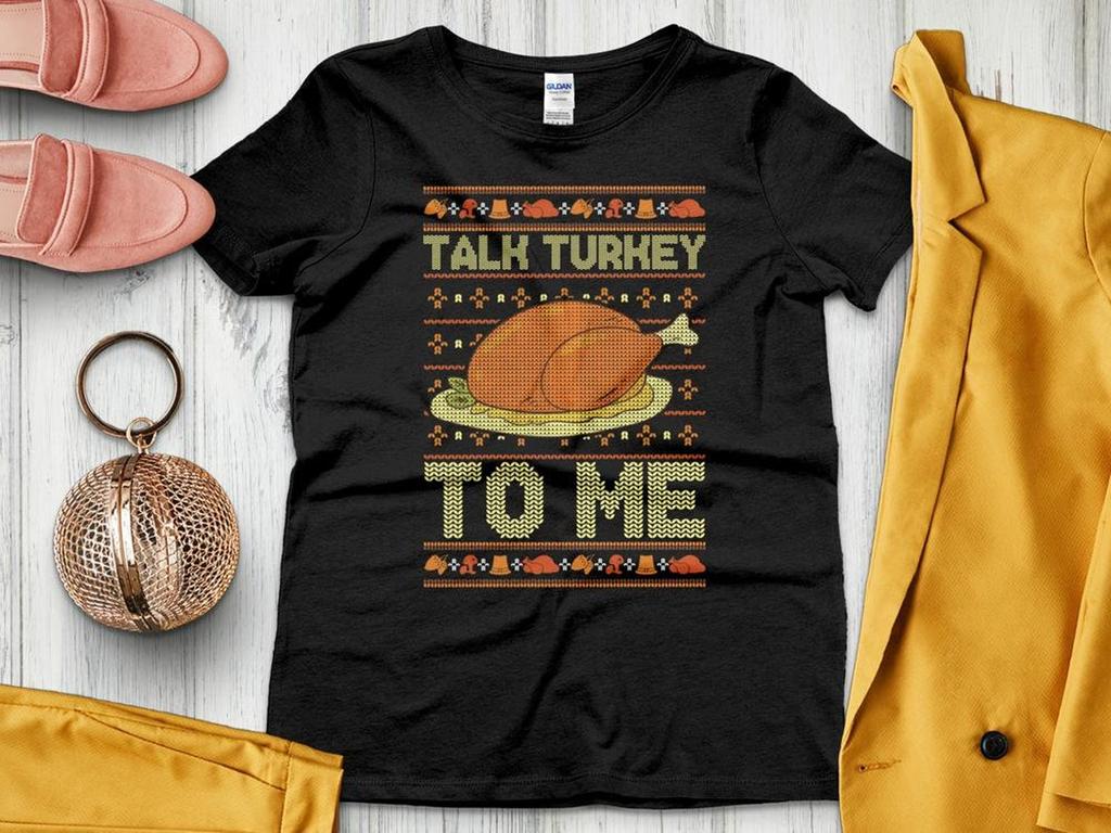 Funny Thanksgiving Shirt, Talk Turkey to Me, Thanksgiving Gift, Ugly Thanksgiving Turkey Day T-Shirt