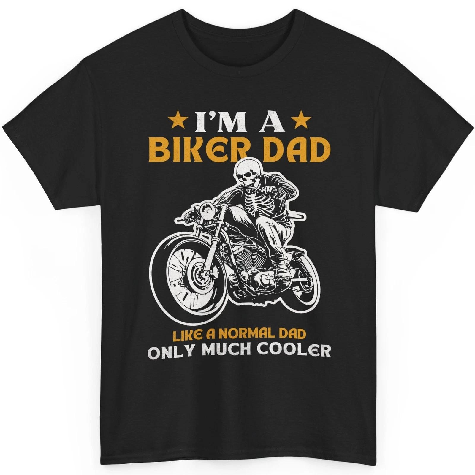 

Biker Dad T Shirt Skeleton Graphic Tee Vintage Motorcycle Like Normal Dad Top 4XL