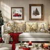 1PC Santa Claus Elk Christmas Pillow Cover Flax Xmas Tree Pillowcase Cushion Slipcover  Sofa Decor