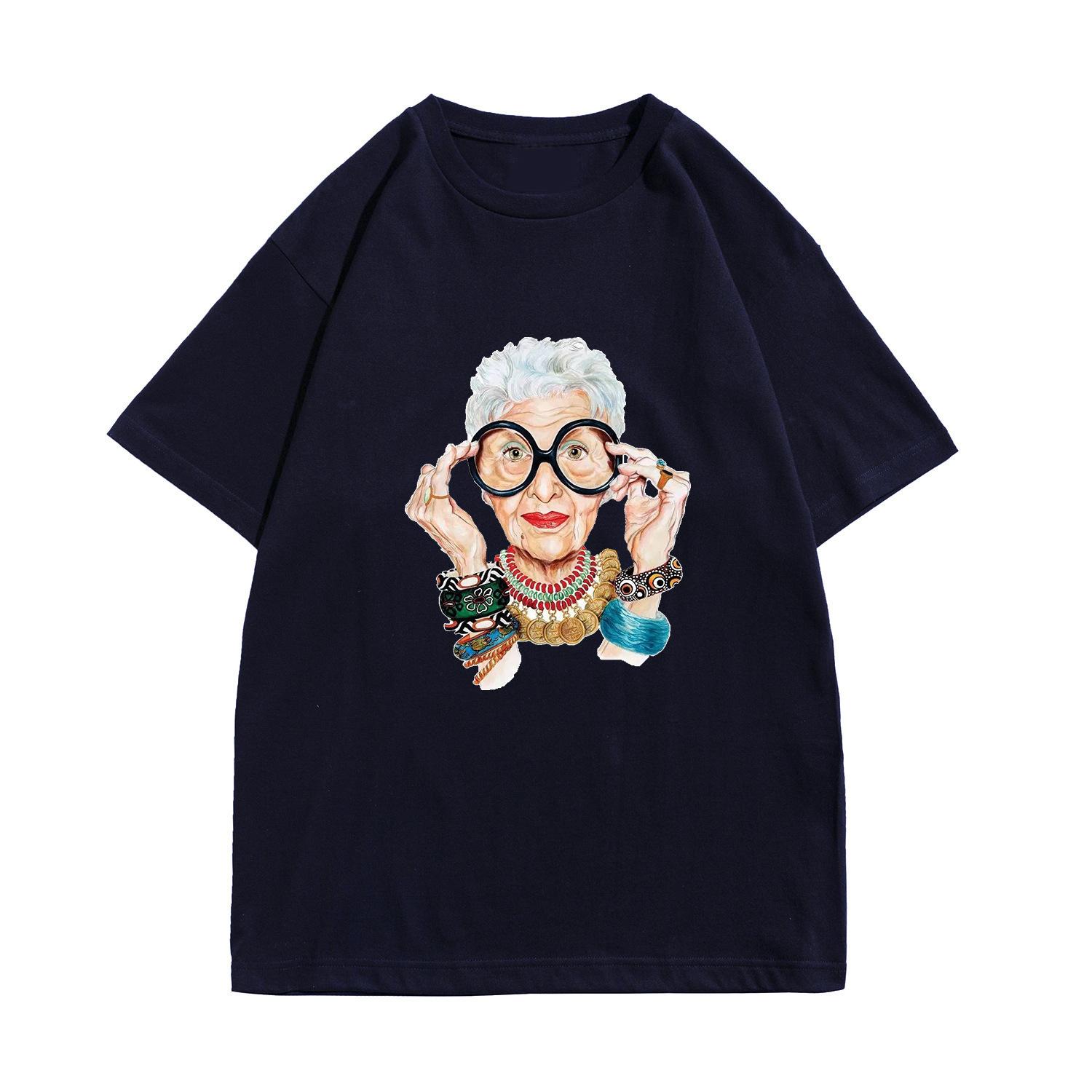 

Летняя женская футболка с принтом Y2K Foreign Trade Old Lady S чёрный