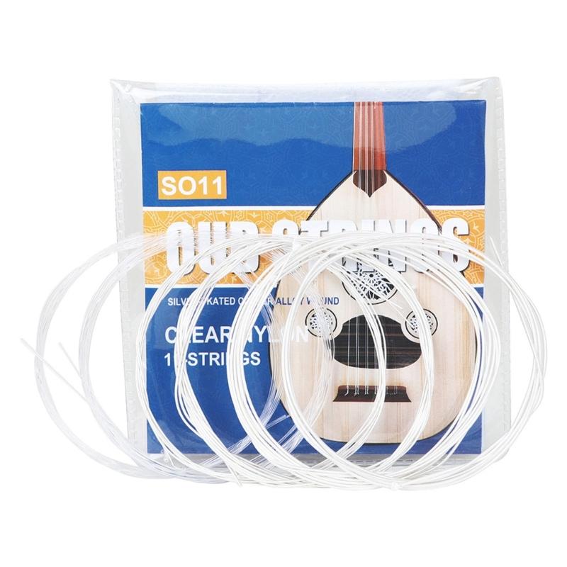 11-String Oud Strings with Rustproof Coating Clear Nylon Silver Plated Copper Alloy Wound Oud String Easy To Use
