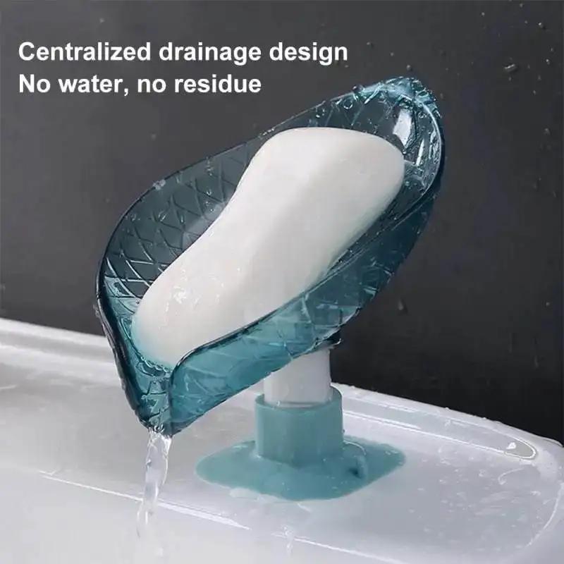 1/2pcs Leaf Shaped Suction Cup Drain Toilet Soap Box Soap Dish Storage Rack Perforated Toilet Soap Holder