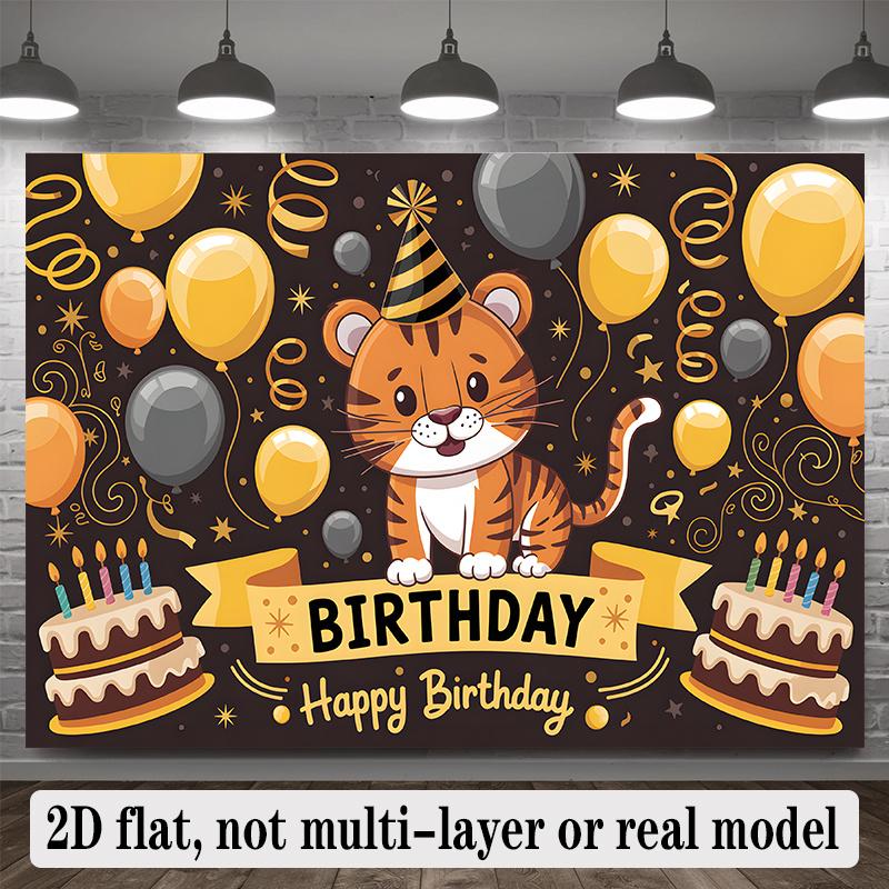 Tiger Birthday Backdrop 1pc - Wall Hanging Decor