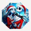 1 Ombrello Portatile Colorato con 8 stecche, a Tema Jack Skellington e Sally, Apribile Automaticamente, per Uomo e Donna, un Compagno Compatto per il Pendolarismo Adatto per Da