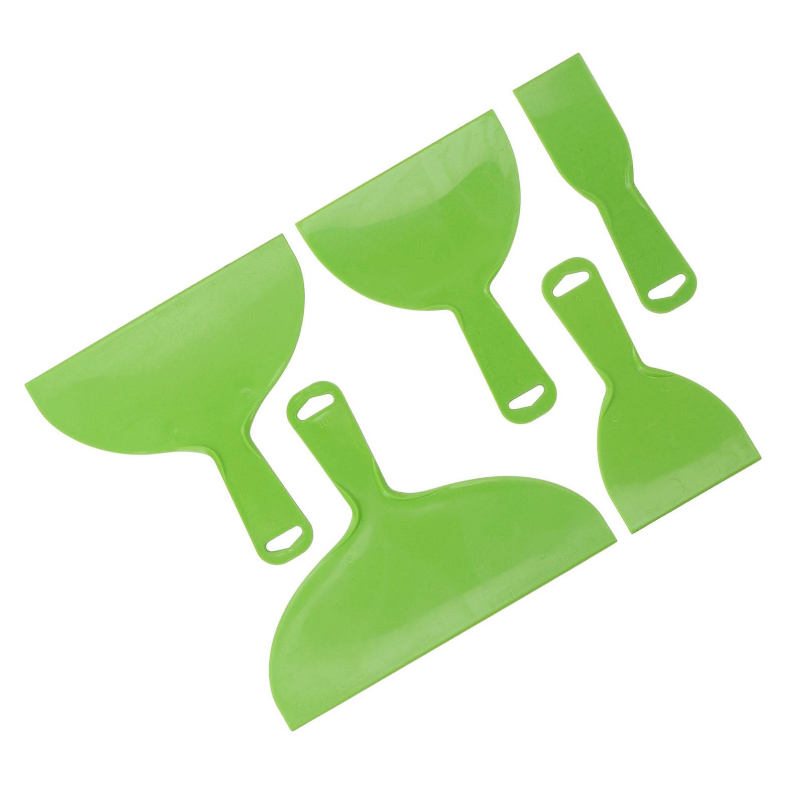 

5PCS Plastic Putty Scrapers Flexible Spatula Set Multipurpose Paint Scraper Tool for Painting Plastering Filling Green