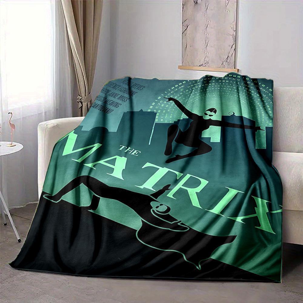 1pc The Matrix Flannel Throw Blanket - HD Printed Lightweight Soft Warm All-Season Blanket for Sofa, Bed, Travel, Camping 031