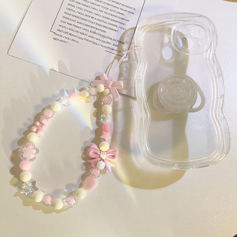 Trendy Beads Phone Chain Multicolor Cellphone Strap Lanyard Women Girls Anti-lost Mobile Phone Chain Wrist Hanging Rope Keychain