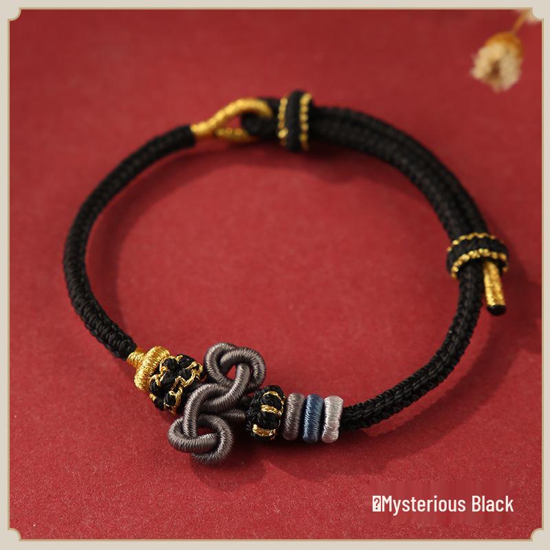 Wenchang Knot Red String Bracelet with Koi and Gold Beads - Unisex Hand-Woven Accessory for Students