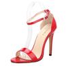 Sandali Sexy con Cinturino alla Caviglia Stampa Leopardo Tacco Alto Donna Punta Aperta Scarpe con Tacco Verniciate Scarpe da Festa