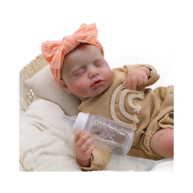 Lifelike 49cm Simulation Baby Rebirth Doll Open Mouth Soft Cloth Body Reborn Babies Doll Realistic 3D Painted Skin Newborn Dolls for Kids Holiday Gift