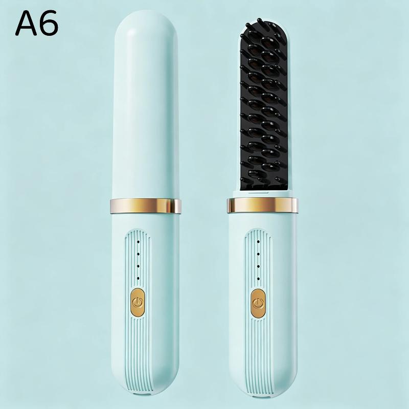 Mini Portable Straight Hair Comb Set Wireless Charging Curling Iron Fast Heating Lightweight for Office Travel Bangs Touch Up