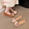 Fashion Aphixta Big Flowers Woman Flats Metal Chain Women Loafers Suede Soft Woman Casual Shoes for Women Ladies Shoes zapatos mujer