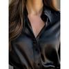 Damen S Langarm V-Ausschnitt Knopfleiste Einfarbig Elegante Bluse