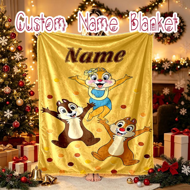 1pc Snug Chip Dale Acorn Blanket, Custom Name Print Blanket, Perfect for Home, Couch, Bed, Picnic, Travel, Office