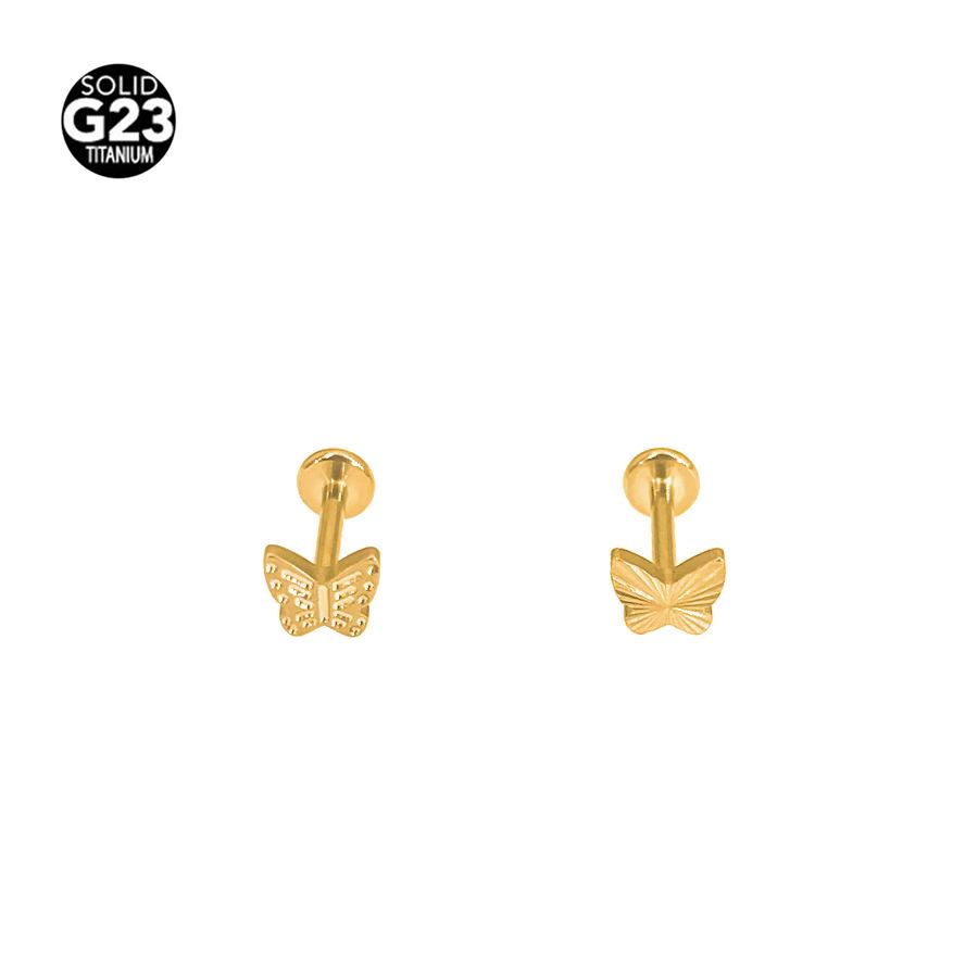 G23 Titanium Heart Bowknot Leaf Cartilage & Lip Stud Piercing Jewelry