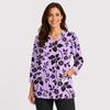 Women's Printed Top V-Neck 3/4 Sleeve with Double Pockets and Side Slits