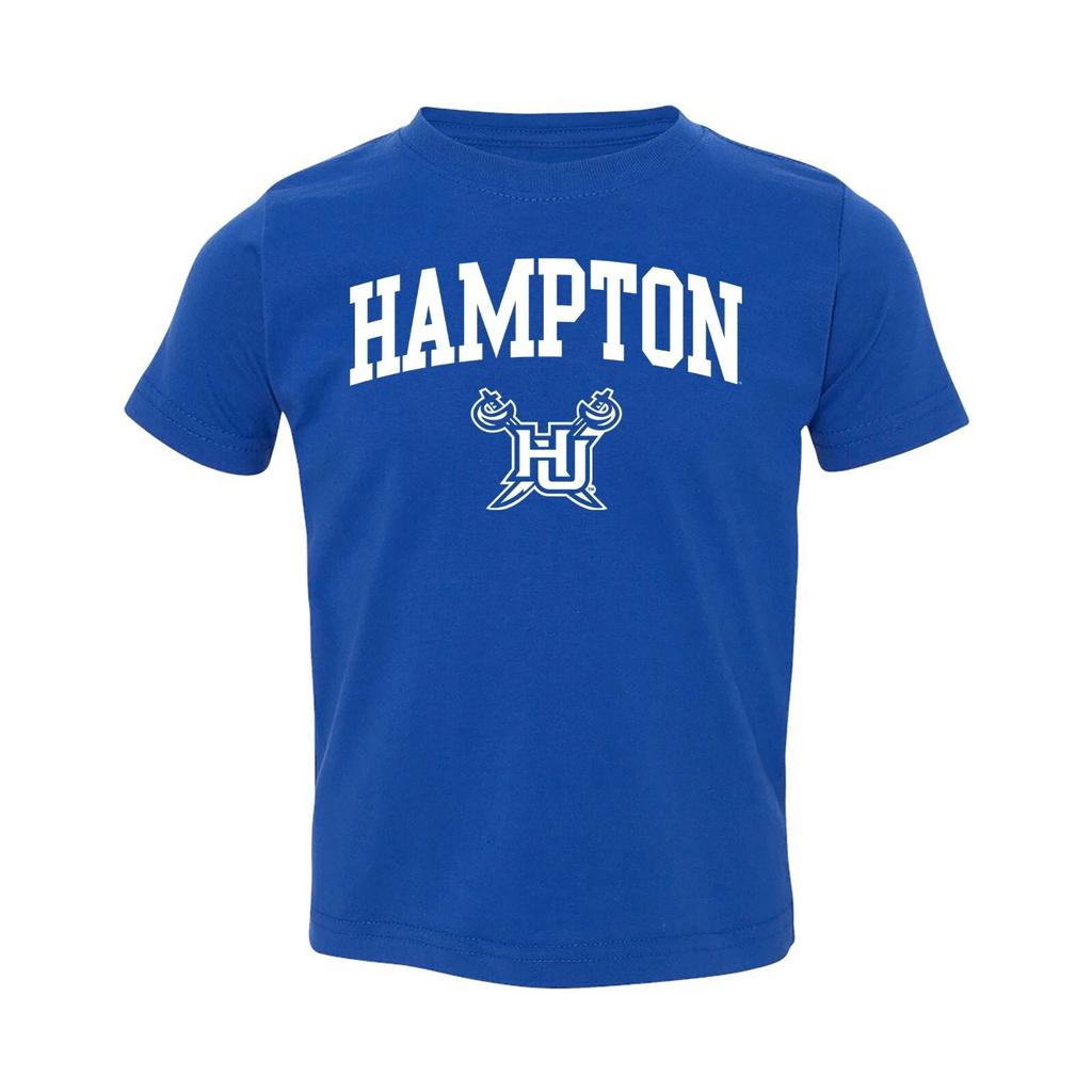 Hampton Pirates Arch Logo University Team Sports Toddler T-Shirt - Royal