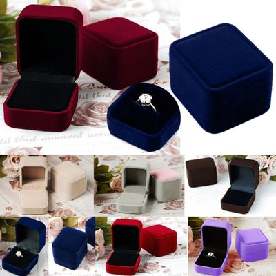 Jewelry Earring Ring Display Storage Organizer Square Lid Open Box Case Gift