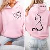 Love Heart Cat Fashion Teen Sweatshirt Fleece Autumn Winter Female Hoodies Hooded Sweatshirts Womens Cat Lover Sporwear  Tops