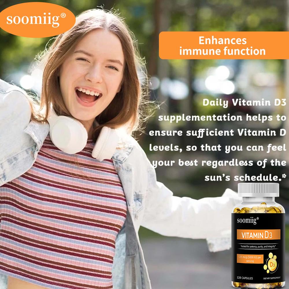 Vitamin D3 125mcg (5000 IU) Capsule 120 Count Dietary Supplement