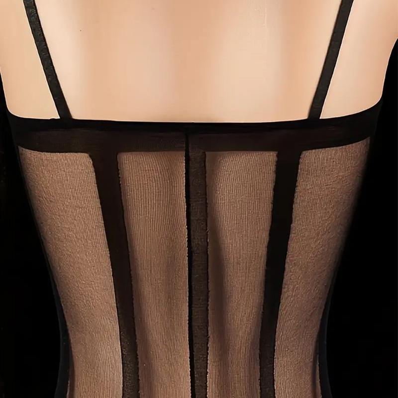 Sexy One Piece Crotchless Backless Transparent Black Striped Socks Sex Exotic Bodysuit Lingerie  Bodystocking Erotic Costumes