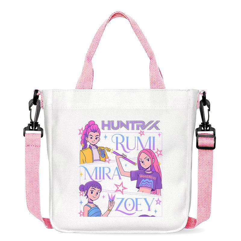 KPop Demon Hunters Theme Women Canvas Shoulder Bag Boys Girls Tote Handbag Anime Fashion Crossbody New Kids Xmas Gifts Kid Friendly Entertaining Fun