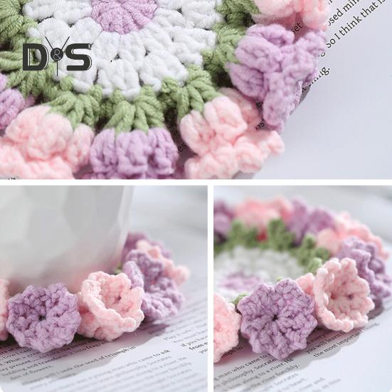 Květinový tkaný podtácek, protiskluzové držáky na kelímky, prostírání, dekorativní háčkovaná konvalinka, podložka na nápoje, opakovaně použitelný prostírání na stůl, kuchyňské doplňky.