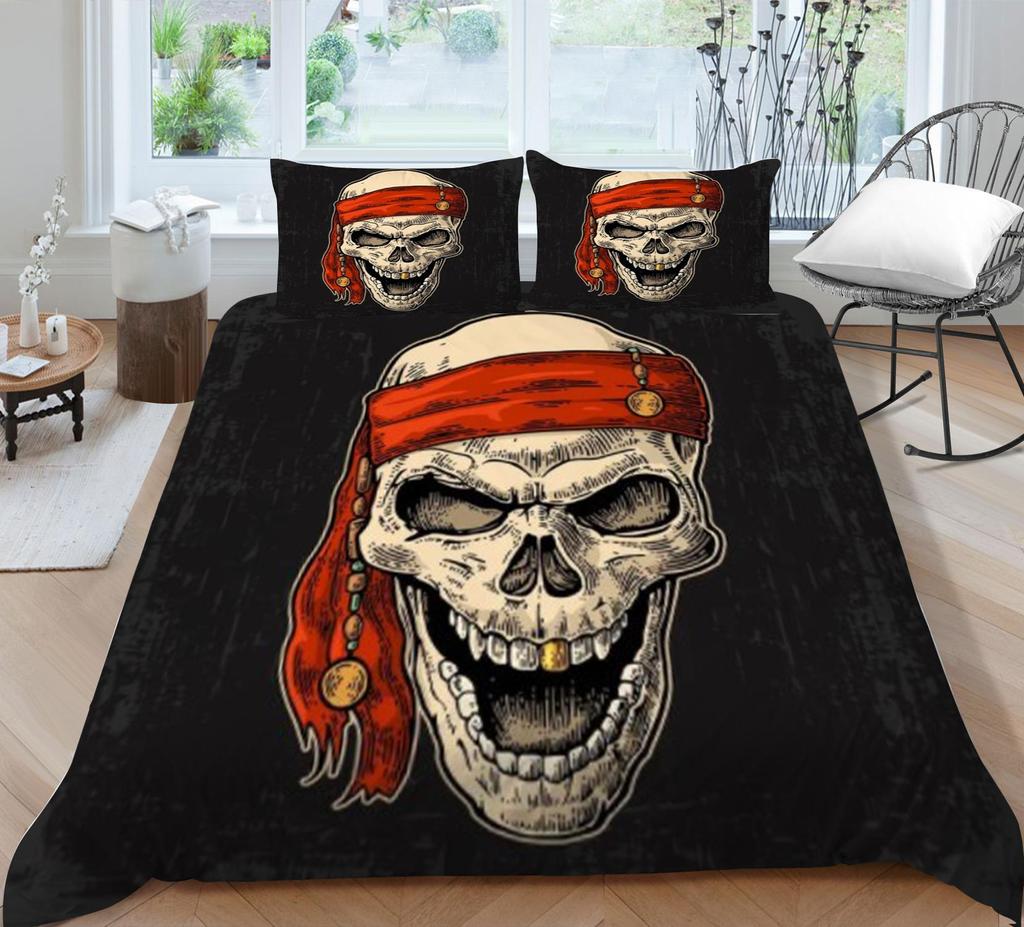 Quilt Cover 3D Printing Skull Home Bedclothes with Pillowcase King Double Size Soft Bed Set Luxury Duvet Cover