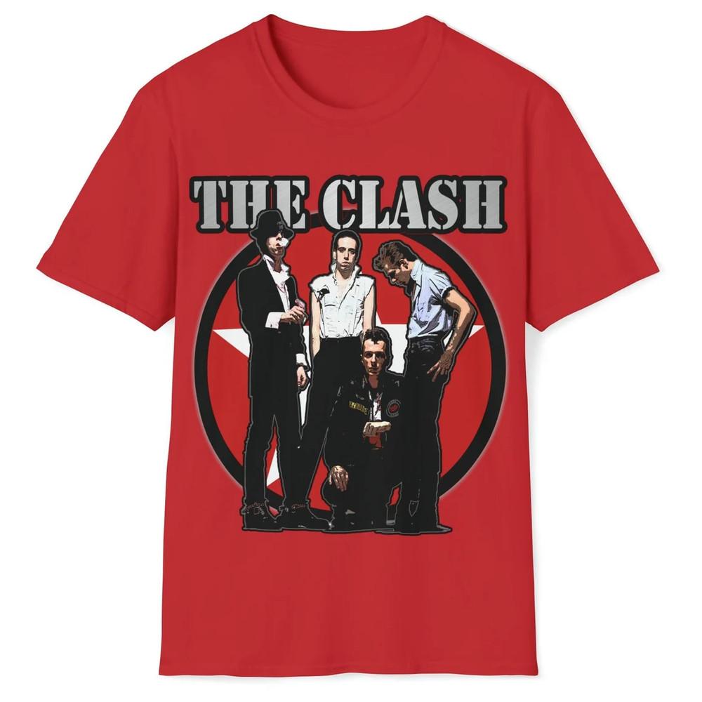 Vtg The Clash Music Band Heavy Cotton Red Full Size Men Women Shirt SE259 Unisex T-Shirt XL