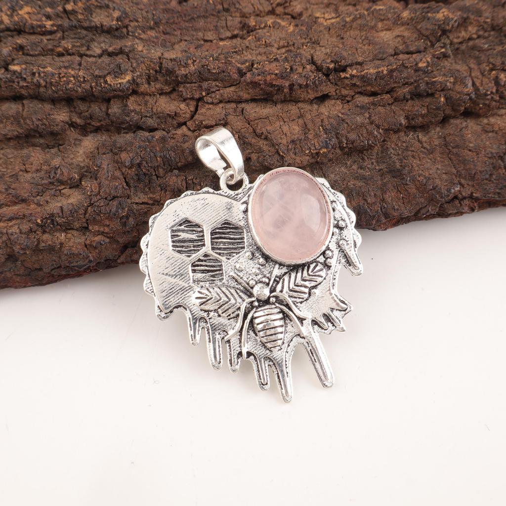 Rose Quartz Gemstone Handmade 925 Solid Sterling Silver Jewelry Designer Silver Chain Pendant Gift for Sister