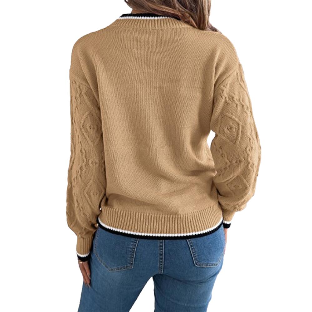 Dámský pletený svetr s dlouhým rukávem svetr s výstřihem svetry Ležérní jednoduchý žebrovaný úpletové topy