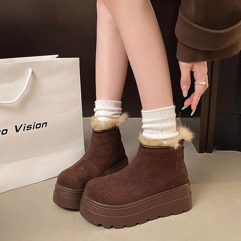 Women's Soft Elastic Winter Warm Winter Cold Padded Snow Boots Thick-soled Non-slip Wear-resistant Outdoor Leisure Sports Fur Cotton Boots