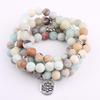 European & American Fashion 108 Bead Natural Weathered Stone Bracelet Necklace with Lotus Pendant