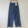 Women's High Waist Washed Striped Loose Straight Wide Leg Vintage Casual Denim Pants Summer Fashion