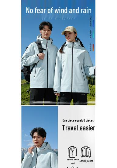 Winter Team Building 3-in-1 Hooded Jacket with Sealing Glue and Custom Couple Team Shirt Windbreaker