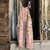 Women's Jumpsuit  Print Casual Loose Vintage Shoulder Strap Cotton Linen
