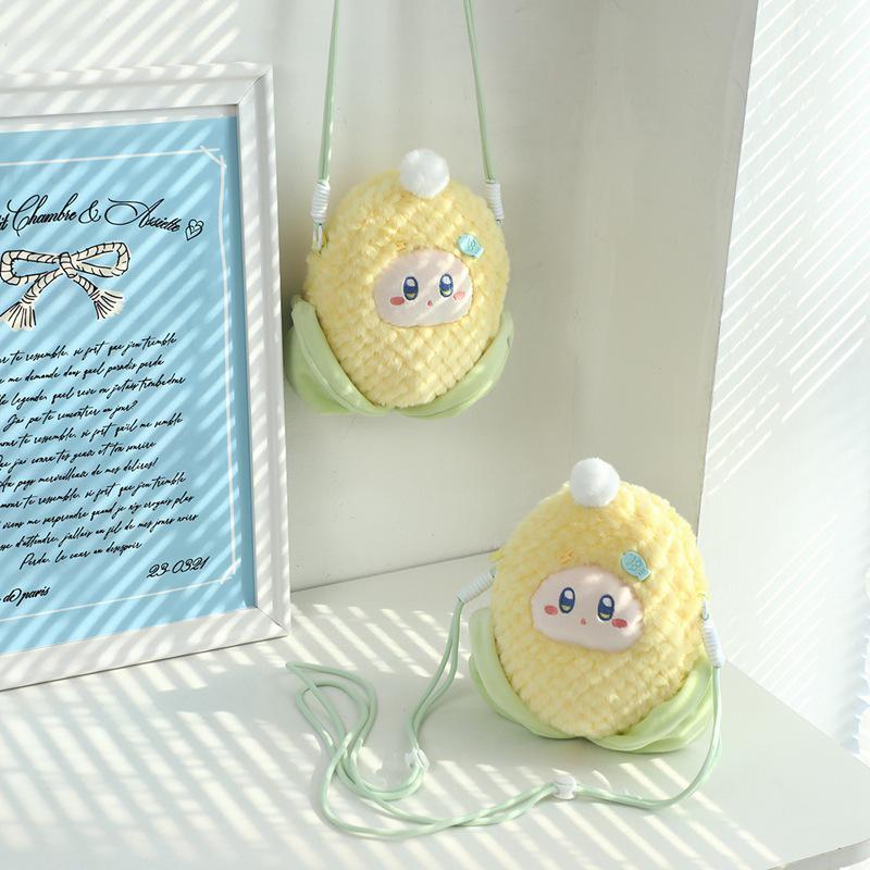 Cute Corn Shoulder Bag - Fruit Plush Toy, Decorative Cartoon Coin Purse for Girls
