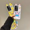 KEYSION Cute Ear Cartoon Case for VIVO V29 5G with Lanyard Soft Silicone+PC Shockproof Phone Back Cover for VIVO V29 5G