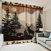 2PCS Retro Deer Forest Curtains with Pole Bag Design   Protecting Privacy   Suitable for Various Decoration Scenes In the Living R