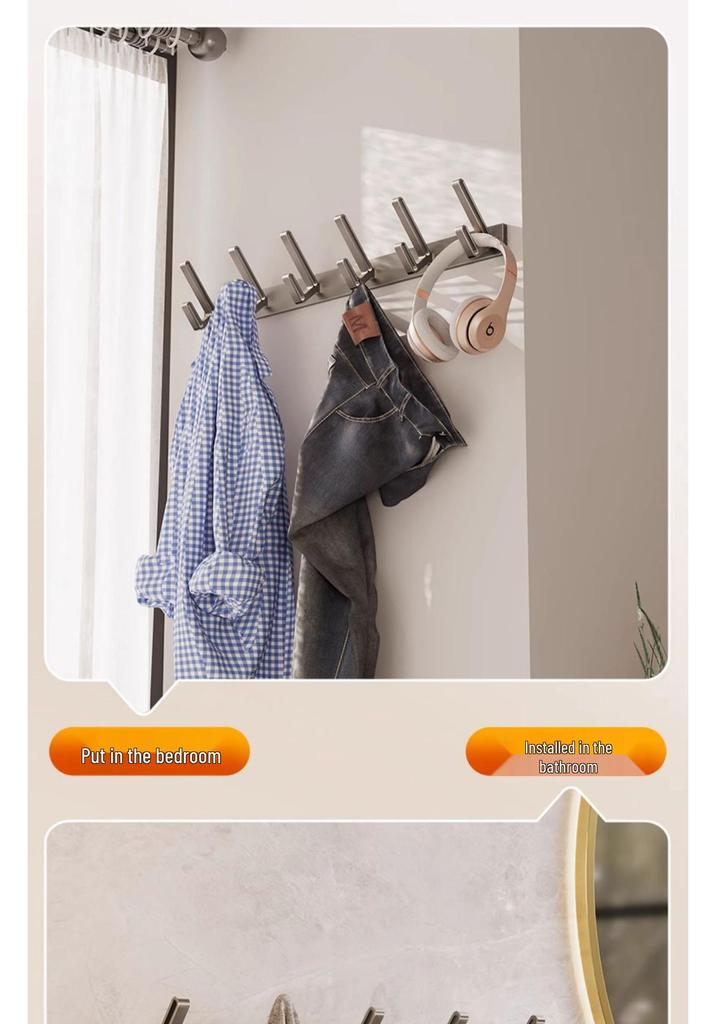 Wall-Mounted Coat and Clothes Hook – No-Punch Behind-Door Wardrobe Rack for Entrance and Hallway